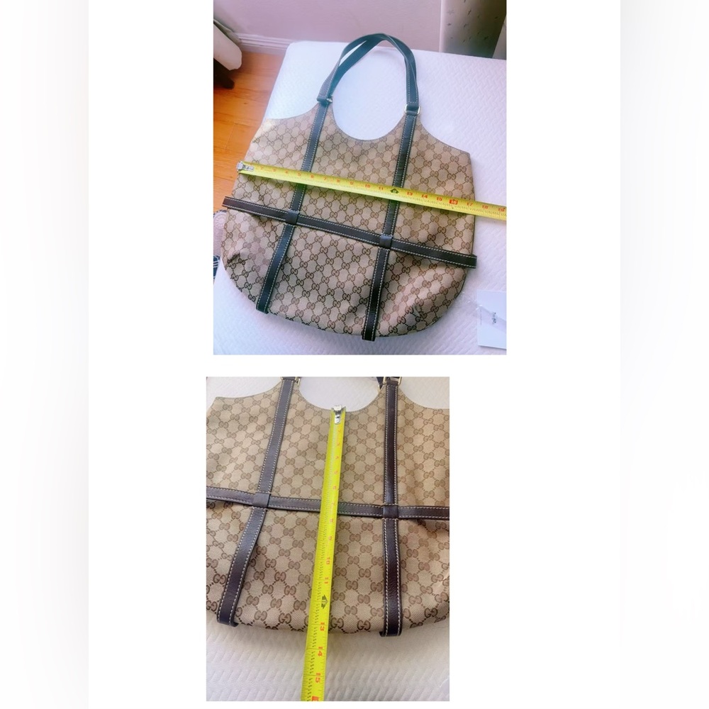 Gucci Royal Canvas Leather Hobo Tote Bag Dark Brown Monogram Timeless Designer - Picture 9 of 16